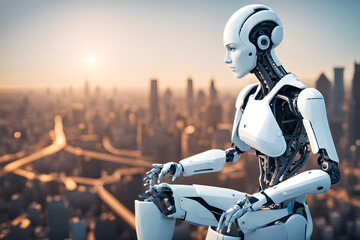 advanced artificial intelligence for the future rise in technological singularity using deep learning algorithms. Generative AI.