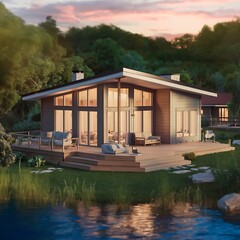 3d render of a small house, Real estate concept