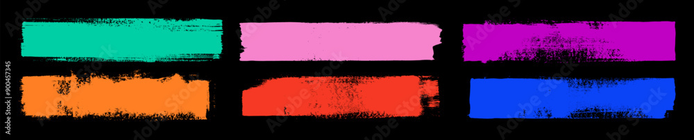 Fototapete straight line vector thick brush strokes. bright abstract line marks kit. hand drawn stripes, smears