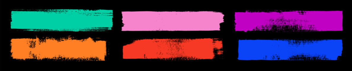 Straight line vector thick brush strokes. Bright abstract line marks kit. Hand drawn stripes, smears. Urban rough paint brushstrokes set. Rough grunge effect paint texture. Sketch rectangle text boxes