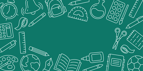 Back to school template. Vector doodle illustration 