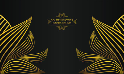 Luxury background with abstract floral golden lines.