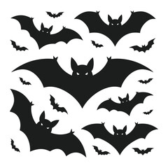 A set of Halloween bat silhouette vector