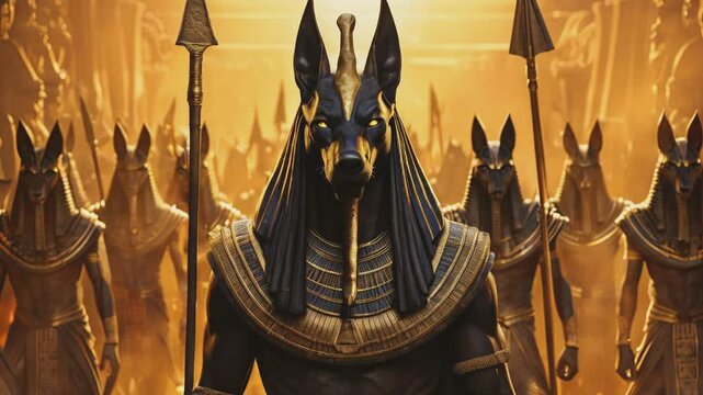 Anubis is a deity of Ancient Egypt with the head of a jackal and the body of a man, a guide of the dead to the afterlife.
