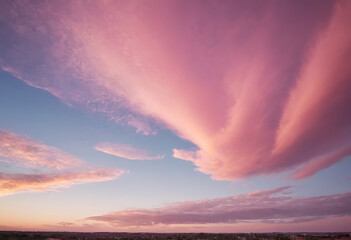 Obraz premium A mesmerizing sunset sky painted in vibrant hues of pink, orange, and blue, perfect for backgrounds, designs, social media, or nature-themed projects