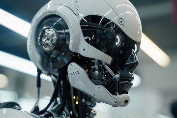 Fototapeta premium Close-up of a Futuristic Robot's Head