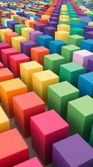 Obraz premium individuality of matching colored shapes each row with 3d render