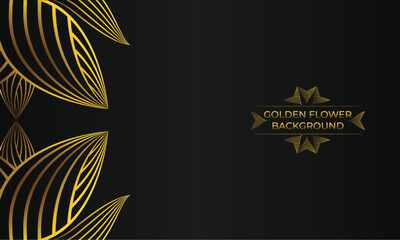 Luxury background with abstract floral golden lines.