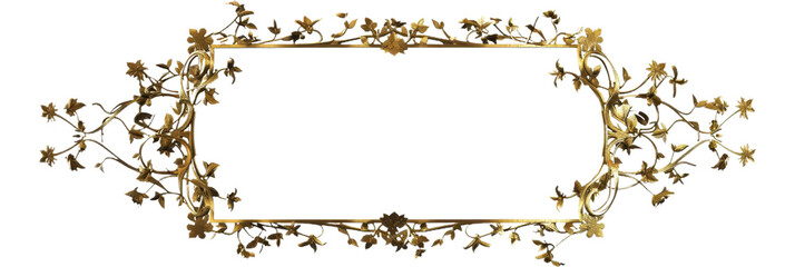 Antique Gold Frame Showcasing Floral Design On Isolated Background