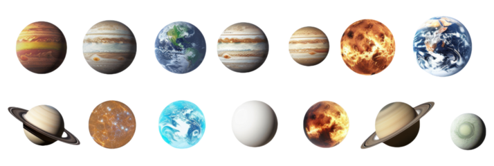 Set of planets of the solar system on isolated background.