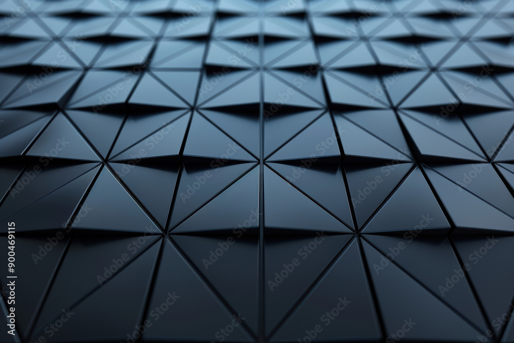 Poster modern abstract geometric pattern featuring triangular shapes in a dark, reflective material. ideal 