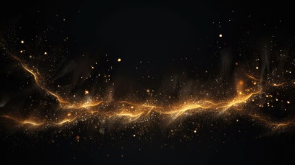 Fototapeta premium Glittering particles flowing in a dark space
