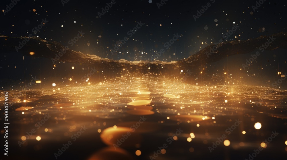 Sticker glittering tech particles with a futuristic background