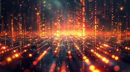 Obraz premium Glittering tech particles with a futuristic background