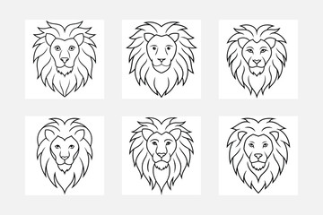 Lion Line Art Illustration Set for Beginners
