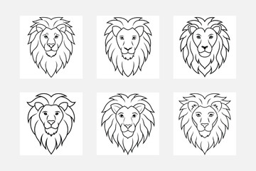 Stunning Lion Line Art Illustration Set

