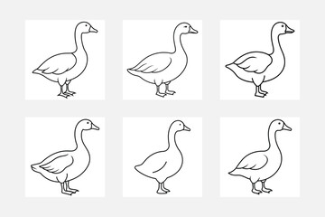 Goose line art illustration set ideas
