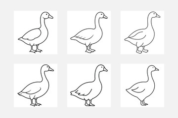 Goose line art illustration set ideas
