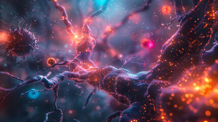 virus, neuron gas, miniature landscape, cell, medical