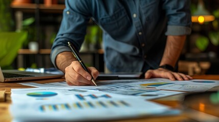 Fototapeta premium Man working with financial data in office. Business and accounting concept