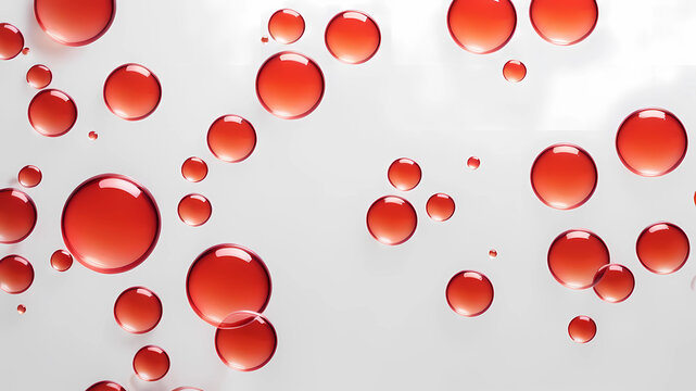 a white background with red bubbles