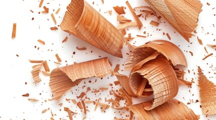 Close-up view of a piece of wood shaving with textured surface