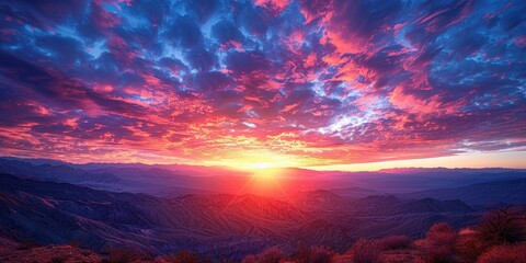 Breathtaking Sunset Over the Majestic Mountain Range
