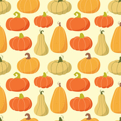 Autumn pattern with pumpkins