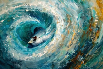 Boat Donut, Water skiing, Aeral View, Ocean, generative ai