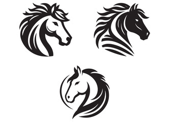 Horse Head Logo Vector Art Design, horse head logo, horse head icon vector illustration design, Horse silhouette, Horse black icon on white background