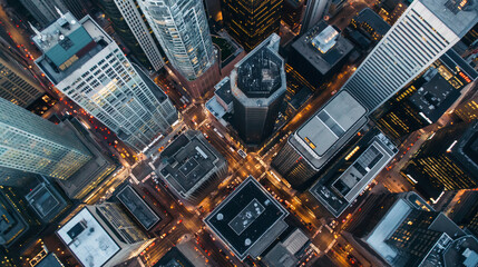 High-rise city houses, top view