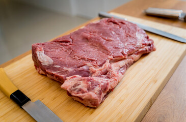 Raw fillet beef meat for steaks on the cutting board