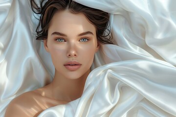 A beautiful woman with healthy, smooth, and flawless skin.