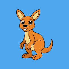 Fun kangaroo vector illustration in cartoon, clipart, and line art style. 
