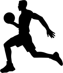 Illustration of basketball player silhouette. basketball player icon
