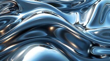 Abstract, liquid metal texture with smooth, flowing patterns and shiny surfaces