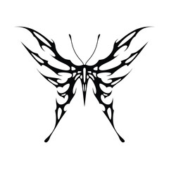 Fototapeta premium Neo tribal y2k gothic style tattoo. Cyber sigilism butterfly design. Vector illustration