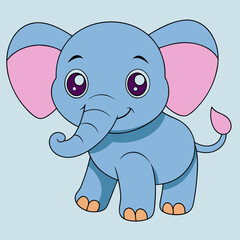 Cartoon elephant vector art illustration. Perfect for children's books, nursery décor, and cute designs.