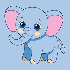 Cartoon elephant vector art illustration. Perfect for children's books, nursery décor, and cute designs.