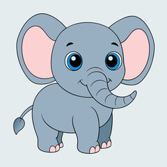 Cartoon elephant vector art illustration. Perfect for children's books, nursery décor, and cute designs.