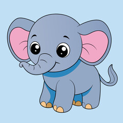 Cartoon elephant vector art illustration. Perfect for children's books, nursery décor, and cute designs.