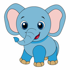 Fototapeta premium Cartoon elephant vector art illustration. Perfect for children's books, nursery décor, and cute designs.