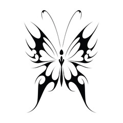 Neo tribal y2k gothic style tattoo. Cyber sigilism butterfly design. Vector illustration