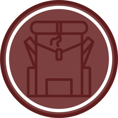 Obraz premium Backpacking Vector Line Double Circle Maroon