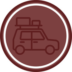 Road Trips Vector Line Double Circle Maroon