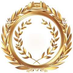 A beautiful gold laurel wreath placed on a white background, perfect for use in awards, recognition, or achievement-themed projects