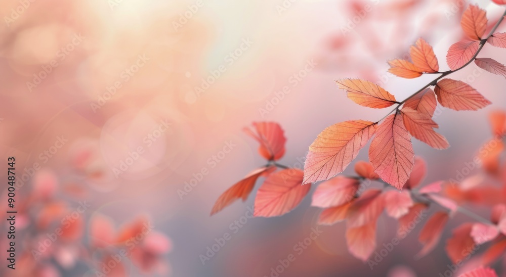 Sticker Autumn Leaves on White Background