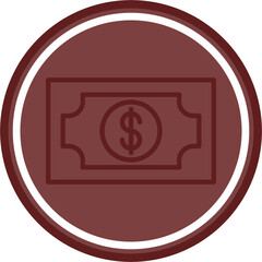 Cash Vector Line Double Circle Maroon