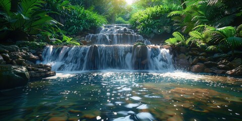 Enchanting Rainforest Waterfall: A Lush, Serene Oasis