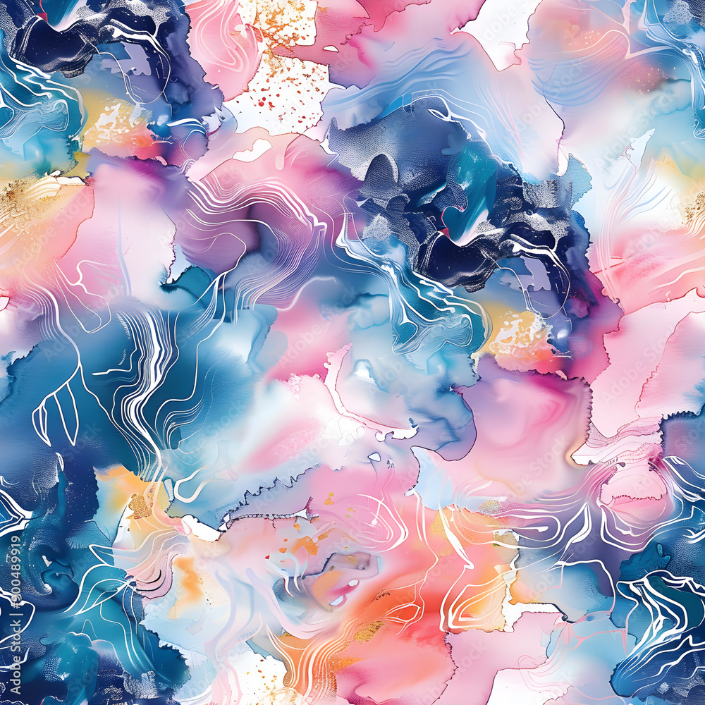 Fototapete abstract colorful alcohol ink pattern creating artistic texture